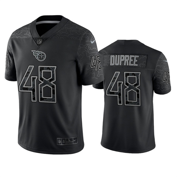 Men's Tennessee Titans #48 Bud Dupree Black Reflective Limited Stitched Football Jersey